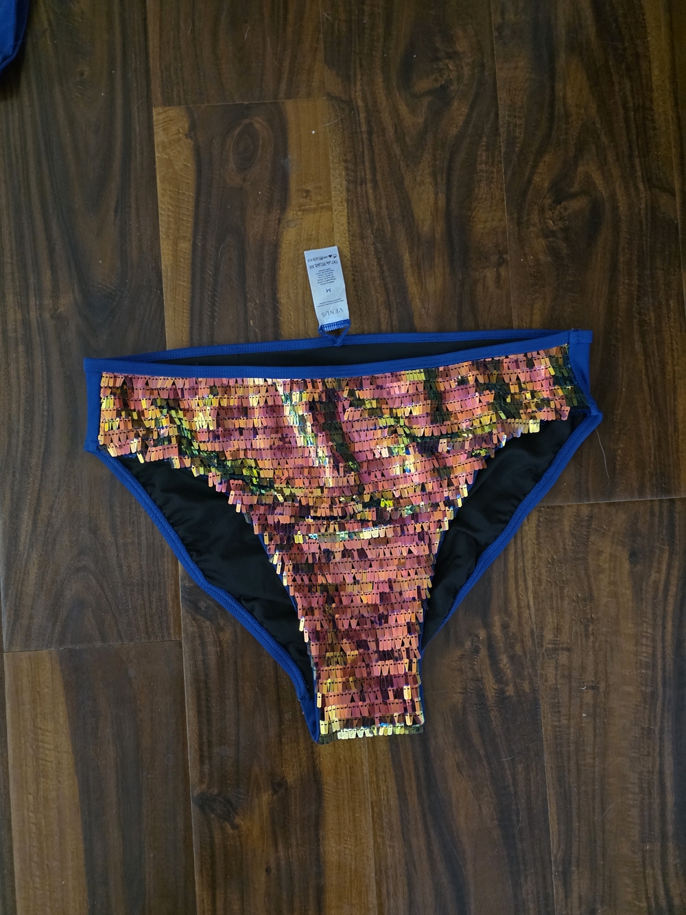 VENUS Multicolor Sequin Bikini Bottoms with Blue Trim